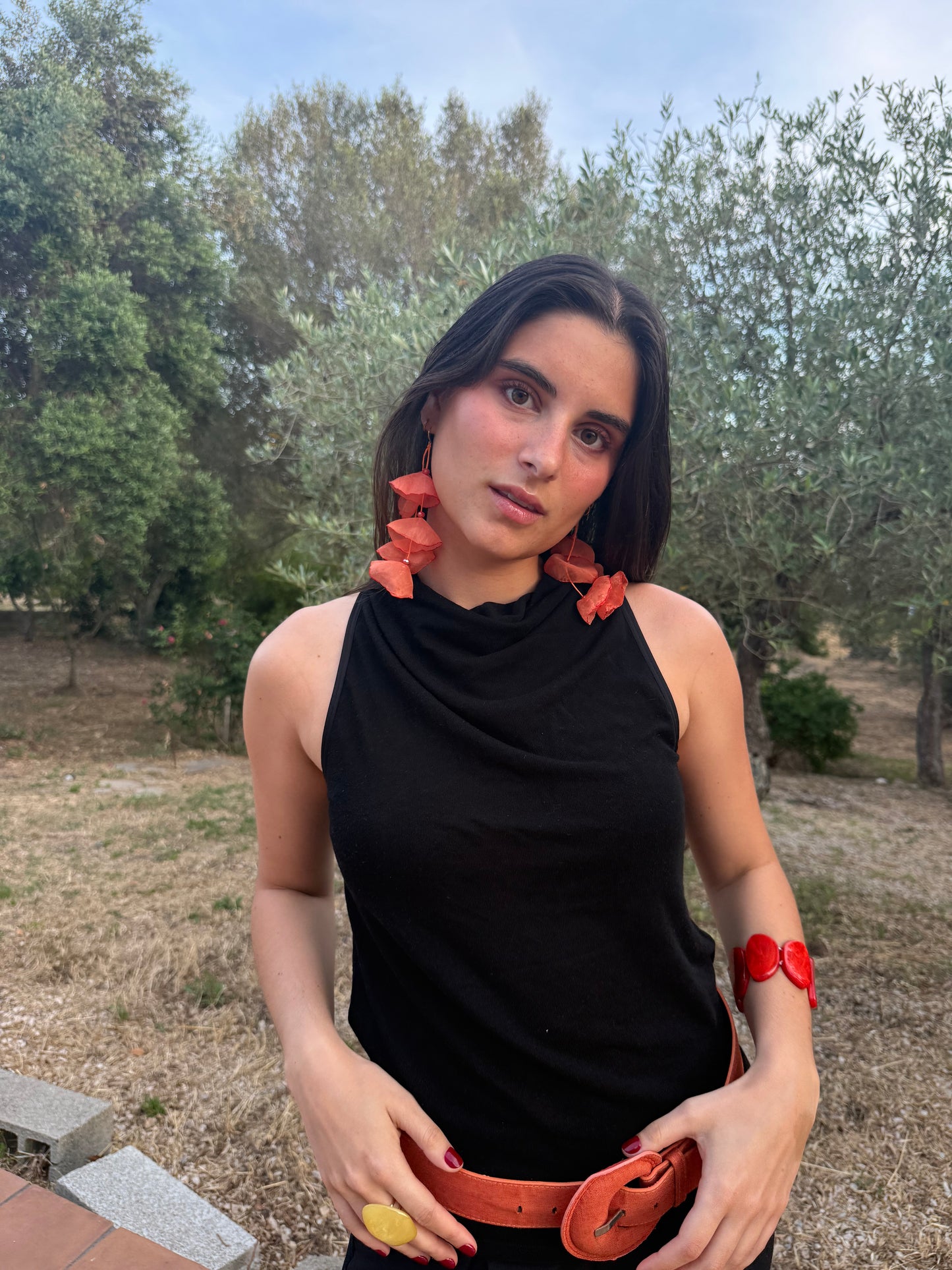 Petal drop earrings