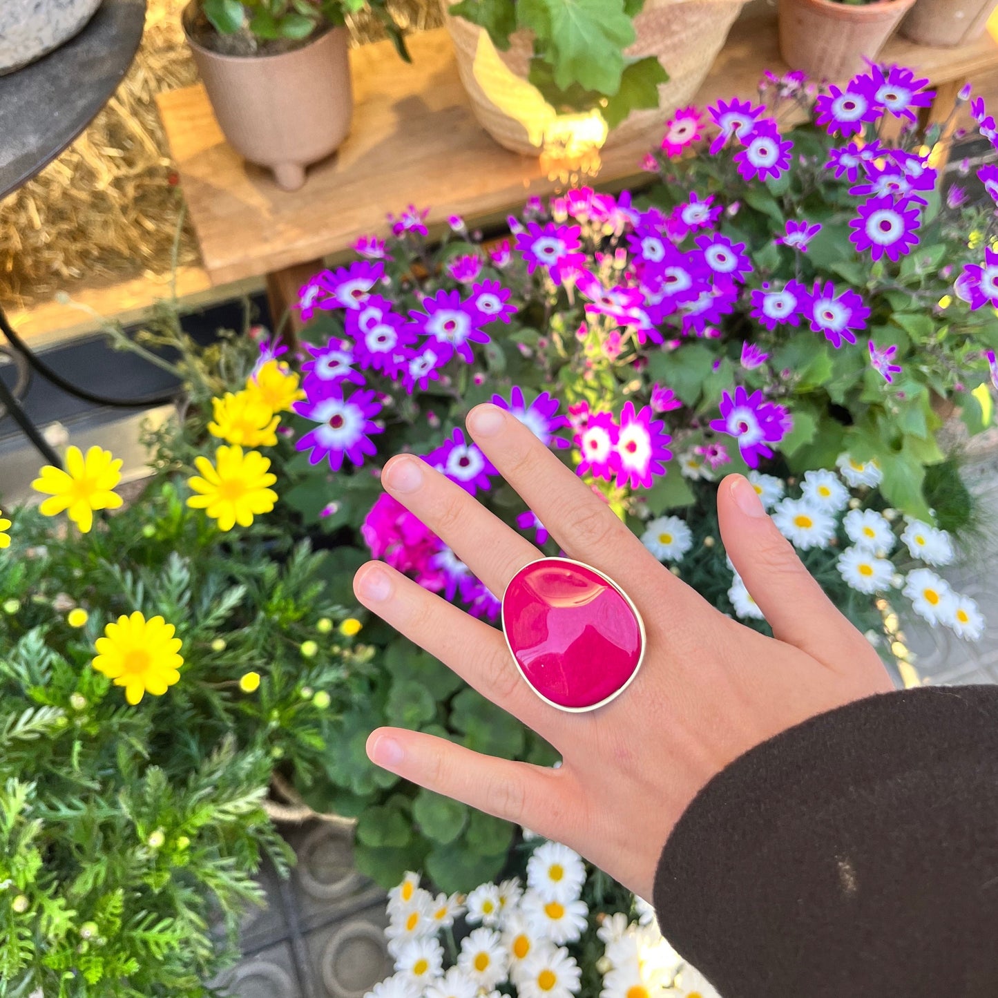 Anillo piedra rosa