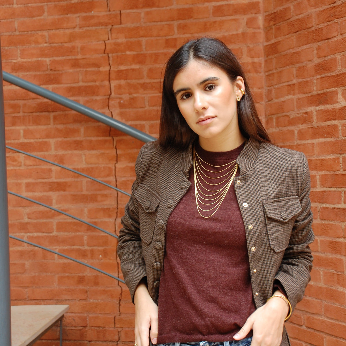 Collar Melena dorado, multicapa de cadenas finas · puesto · Blankspot COMO SI NADA