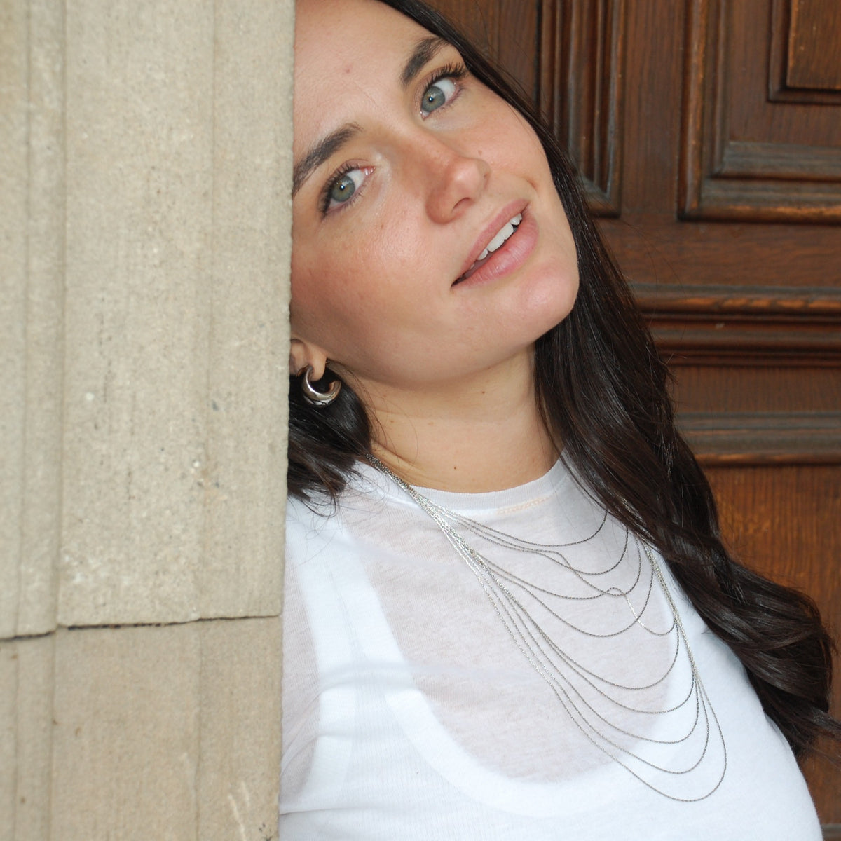 Collar Melena plateado, multicapa de cadenas finas · puesto · Blankspot COMO SI NADA